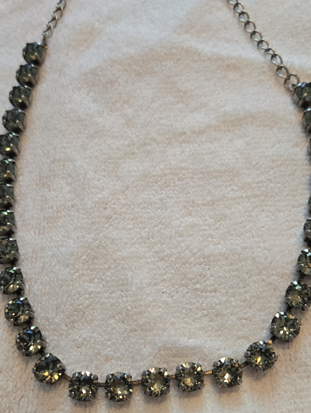 Crystal Statement Necklace in Gray, Adjusts To 18 Inches